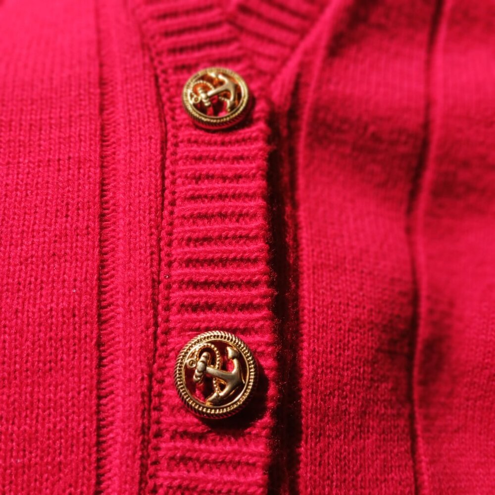 Norton McNaughton, Vintage Red Cardigan W/ Crest, SZ Med. Collegiate, Academia - Picture 9 of 14